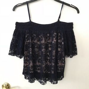 lace cutout off shoulder top